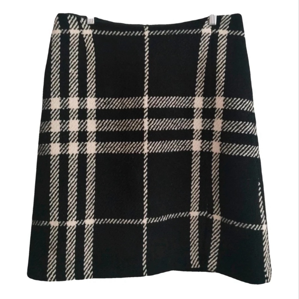 Burberry Black and White Checkered A-Line Skirt size Large